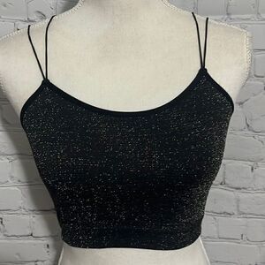 Gilly Hicks - Black Sparkly - Crop Cami - S